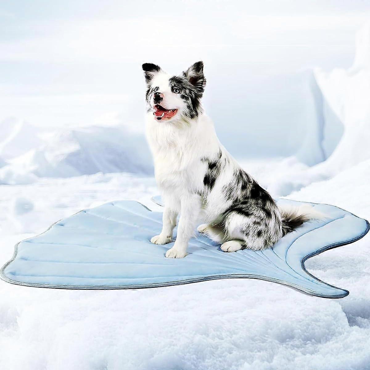 Cooling Mats for Dogs Large Leaf-Shaped Non-Slip Washable Cotton Pet Bed Pad Blue L Lightweight Soft And Comfortable
