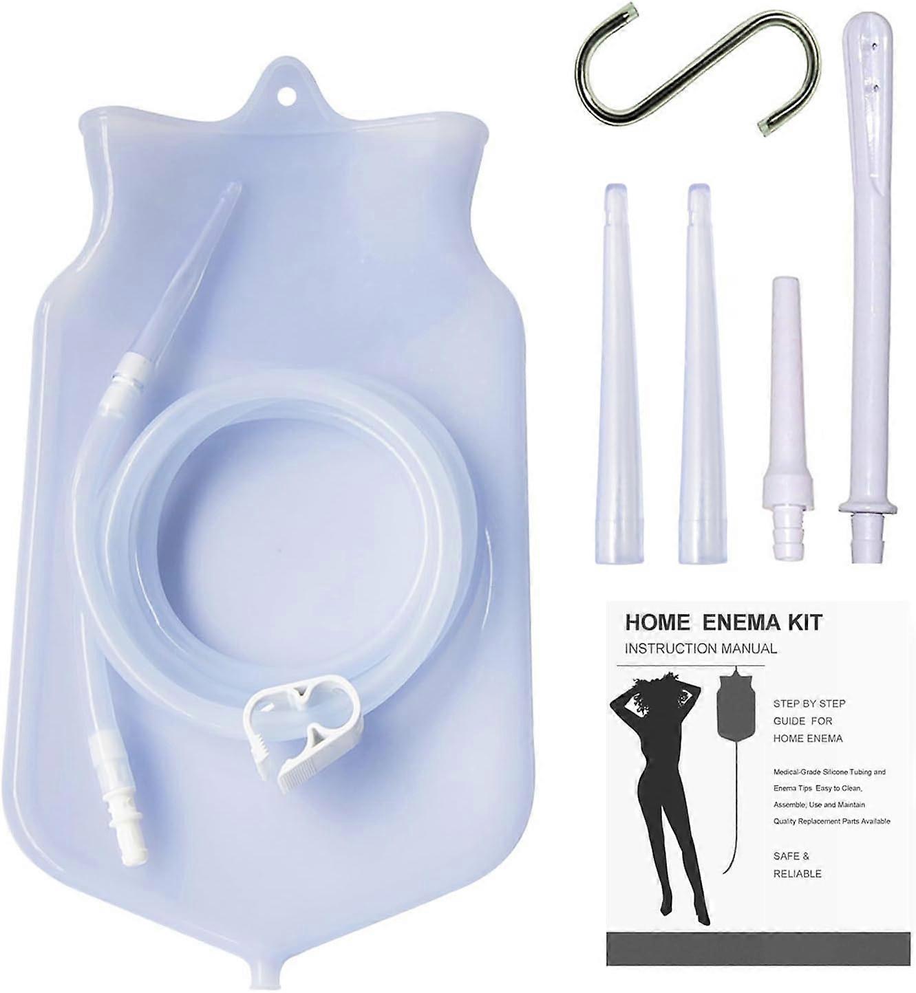 Enema Bag Kit for Colon Cleansing, 2 Quart Open Top Enema Bag with