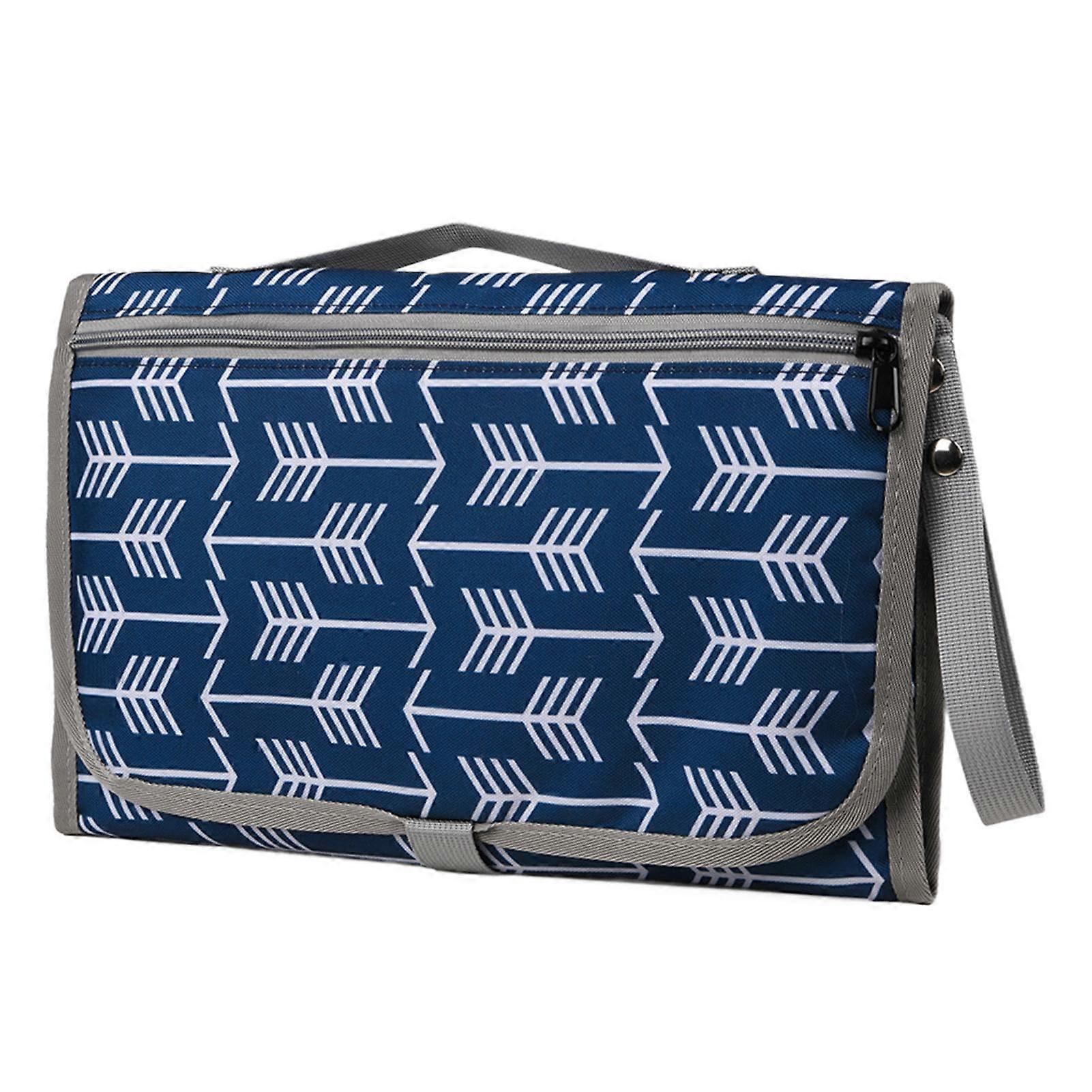 Collapsible Changing Mat Waterproof Baby Changing Mats Foldable Portable Pipi Mat Toilet Training Bedwetting Blue Striped