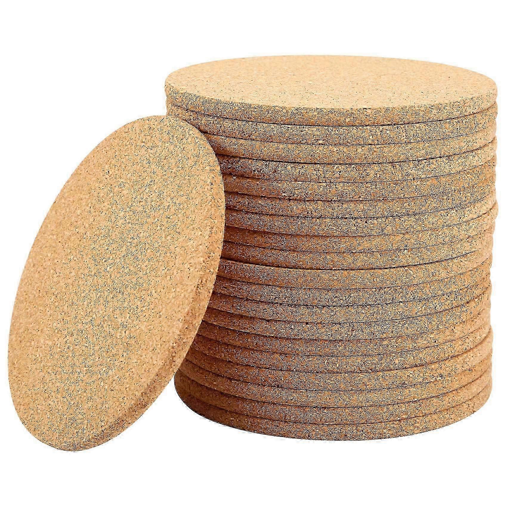20-Pack Absorbent Cork Coasters for Drinks - Heat Resistant Reusable Bar Saucers for Drinks & Beverage Protection