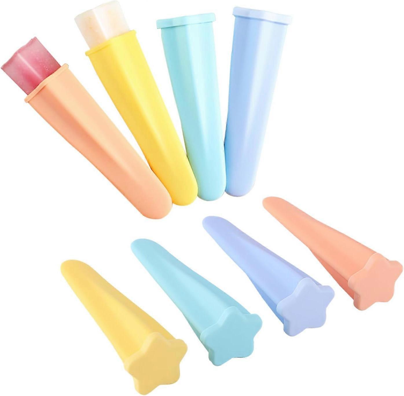 Ice Pop Molds Popsicles Molds, 8 PCS Reusable Hand Held Popsicles Makers for Kids, Multicolored Star Shaped Ice Pop Molds