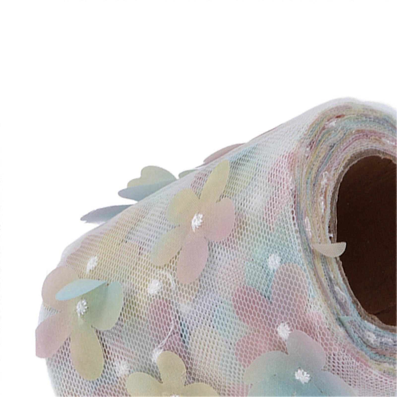 Tulle Roll Colorful Gradient Flower Bow Knot Mesh Fabric Roll DIY Material WebbingYellow