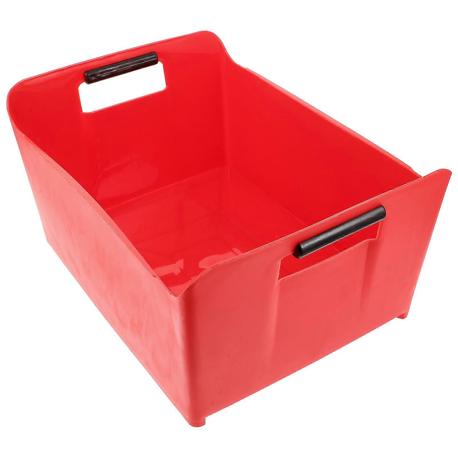 Reusable Plastic Beverage Bucket for Home Red Classic Design Portable Ice Buckets 7.5x7.5x10.5 Inches