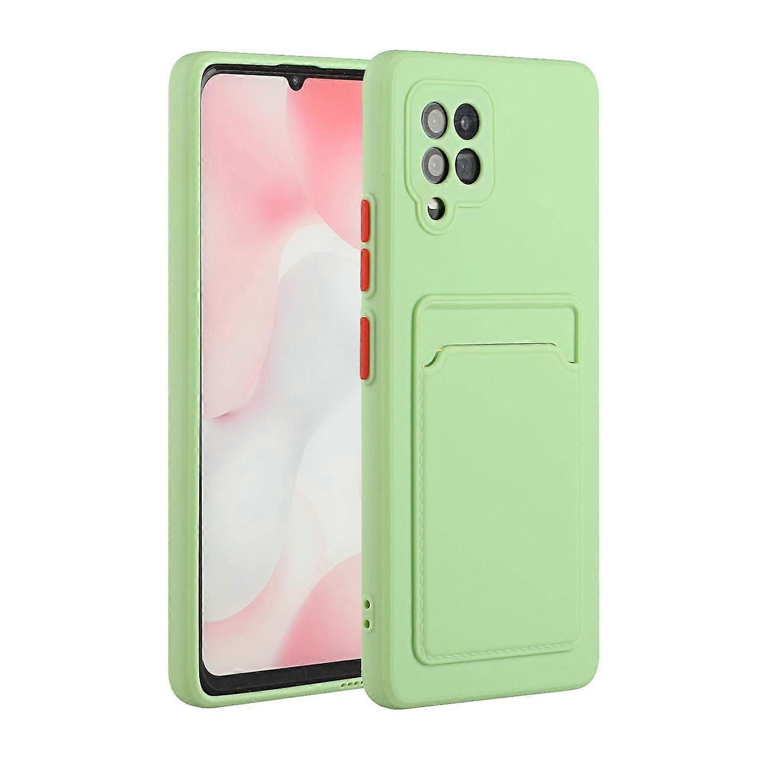 Silicone Case for Samsung Galaxy A42 5G, Ultra Thin TPU Wallet Case with Credit Card Holder, Green