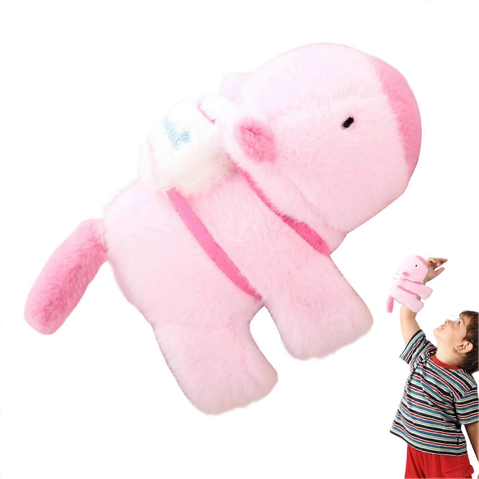 Capybara cuddle wristbands, plush foldable bracelet toy, soft wraparound band as an animal bracelet for children, teens, and adults, pink