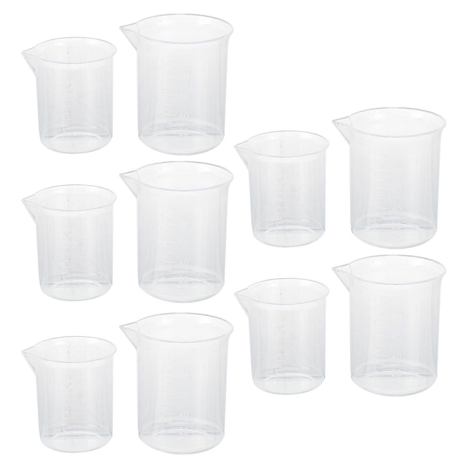 Plastic Measuring Cups for Kitchen and Lab Use White and Transparent with Scale 50ml 100ml
