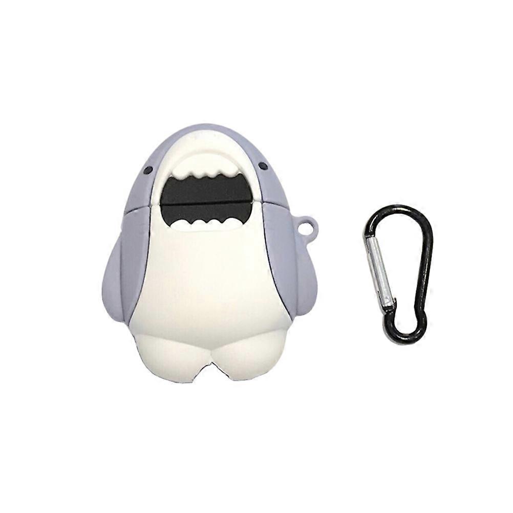 Shark Shape Wireless Headset Cover Creative Silicone Protective Shell Headphone Case Compatible with AirPods 2 and 1