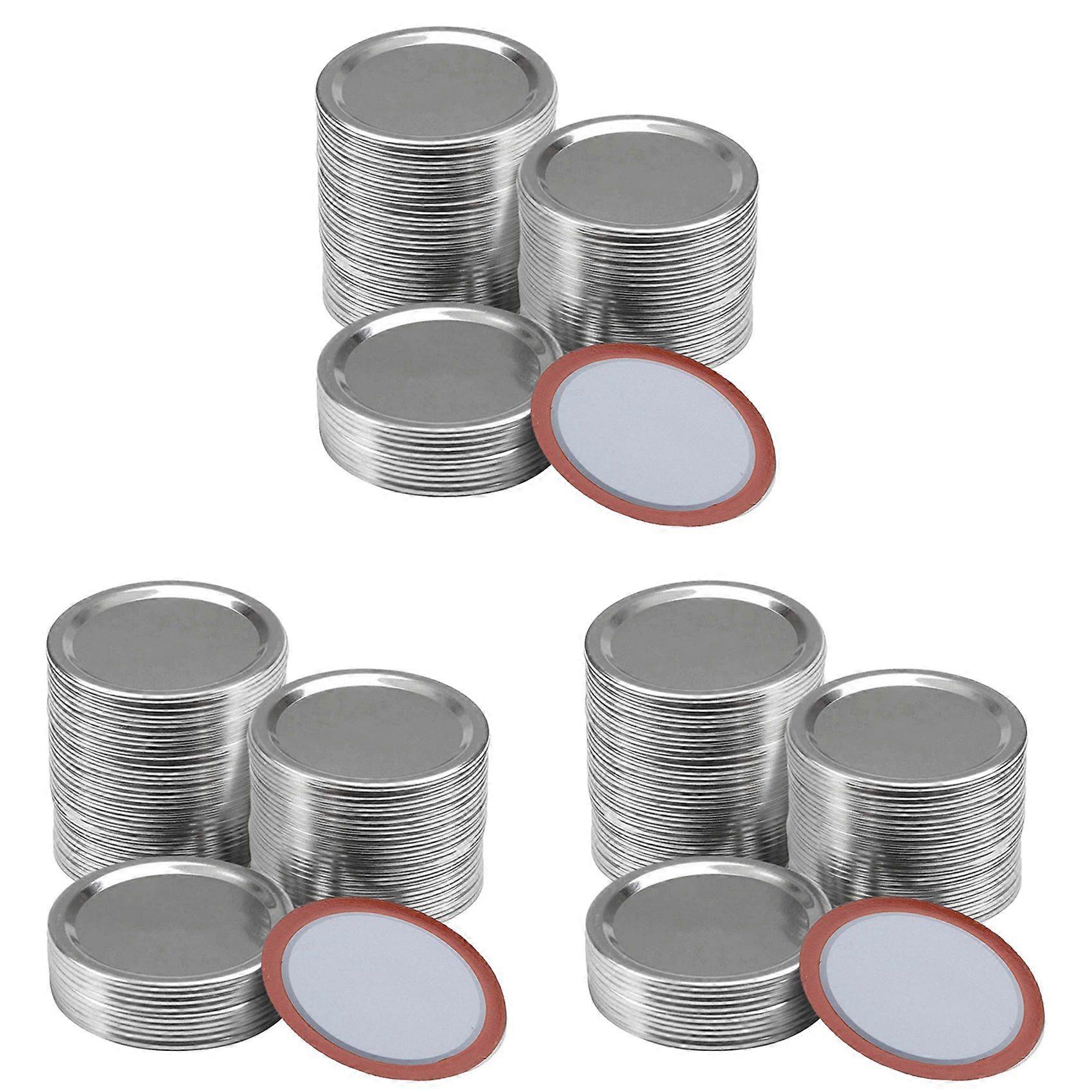 300 Pcs Regular Mouth 70MM Jar Canning Lids, Reusable Leak Proof Split-Type Silver Lids with Silicon