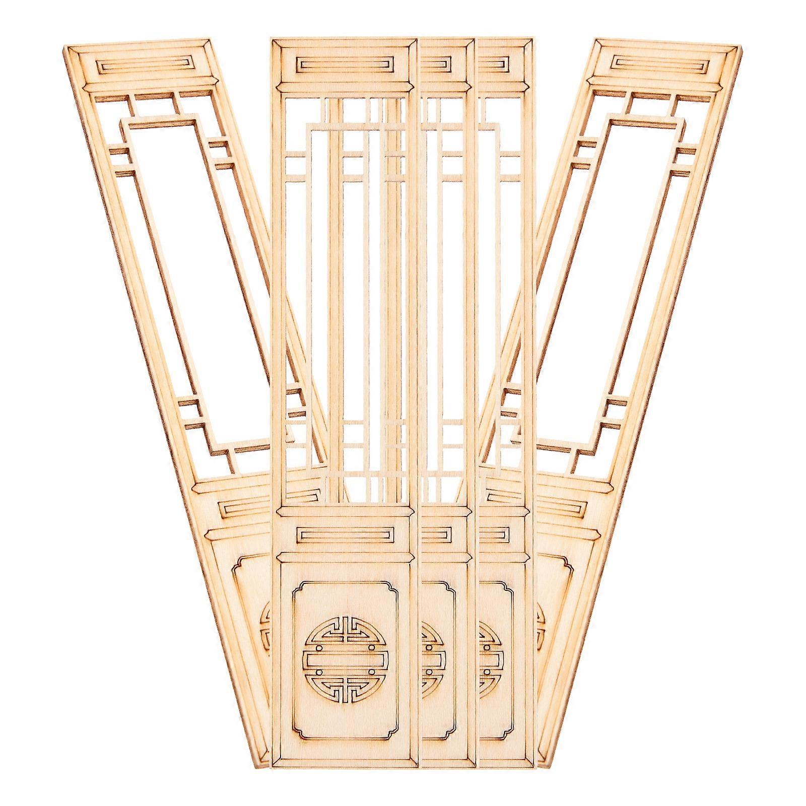 Chinese Style Miniature Decorative Screen Props for Sand Table Decoration Khaki Plastic 5 Pieces