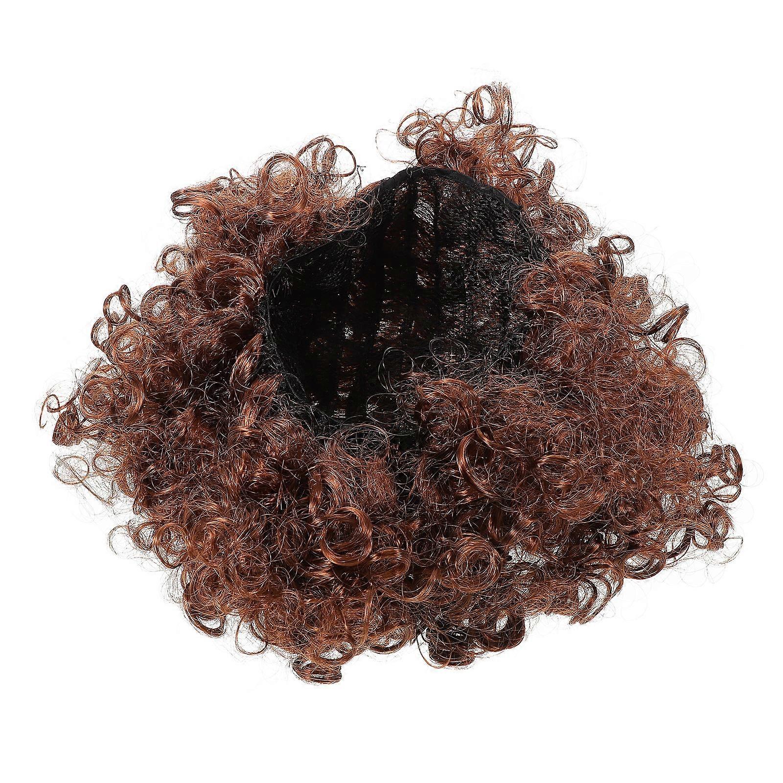 Brown PET Styling Wig for Decor Fashionable Retro Short Curly Hair Ideal for Parties and Performances Size: One Size Fits All