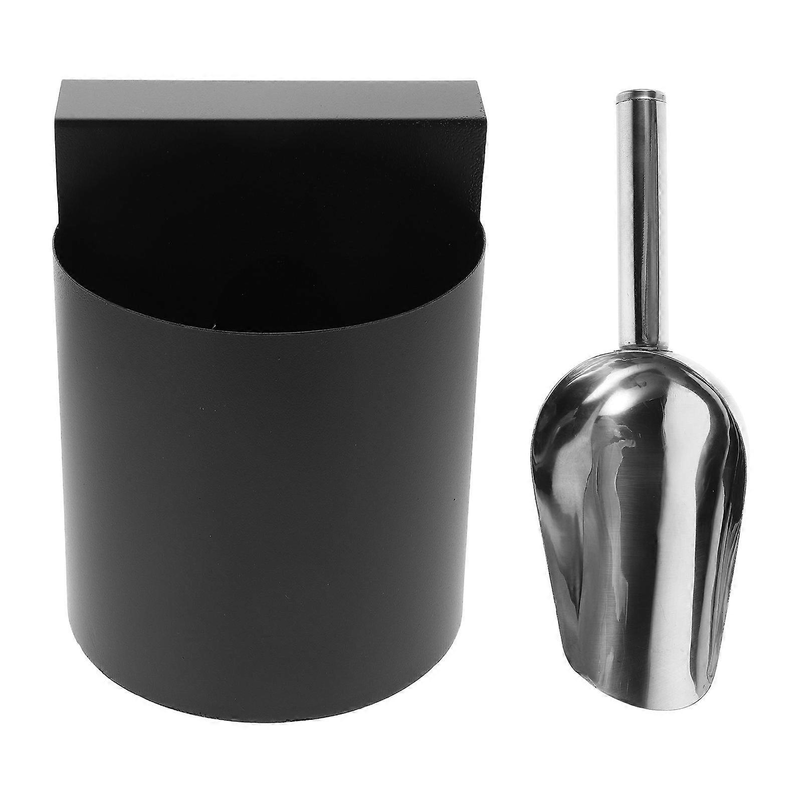 Stainless Steel Ice Scoop with Space Saving Storage Box – Versatile Accessory for Kitchens, Restaurants, and Bulk Grain Organization