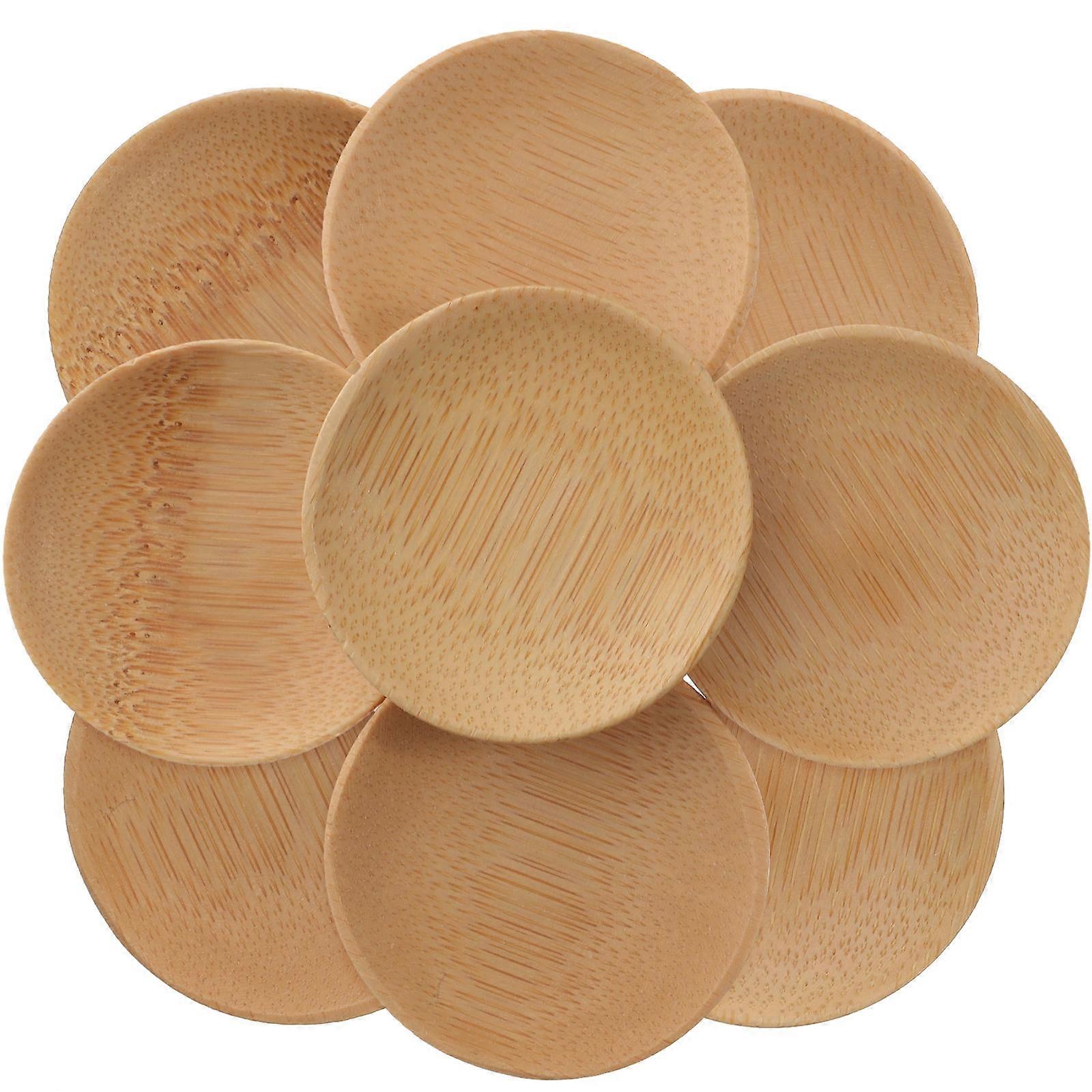 Bamboo Sauce Dish for Parties and Daily Use Sturdy Dip Dish Resistant to Corrosion Khaki Round 10pcs