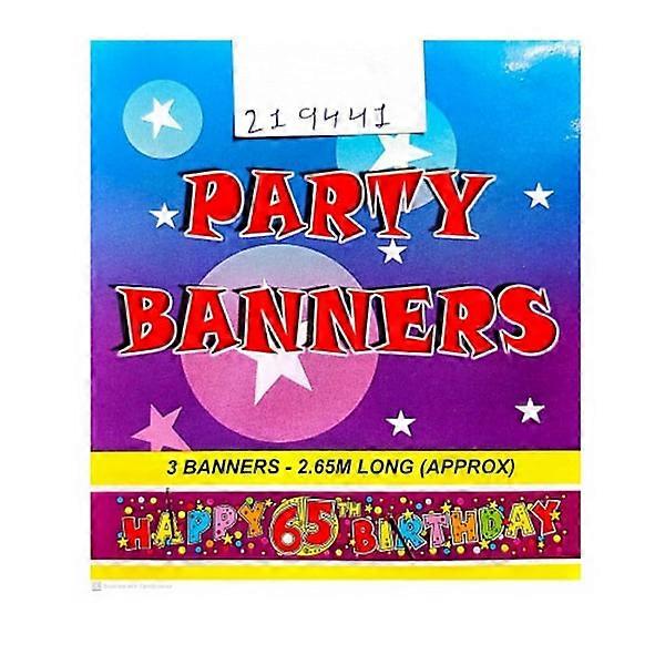 65th birthday party banner 3-pack multicolor one size
