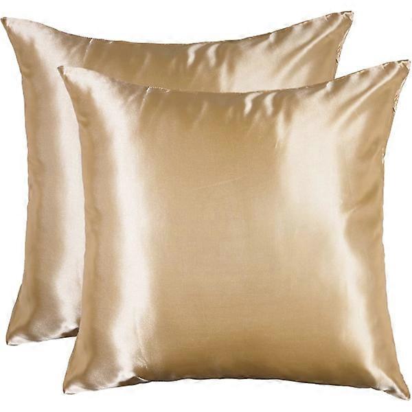 Champagne pillowcase 60 x 60 cm 2-pack set Smooth and elegant square pillowcase Comfortable and sil