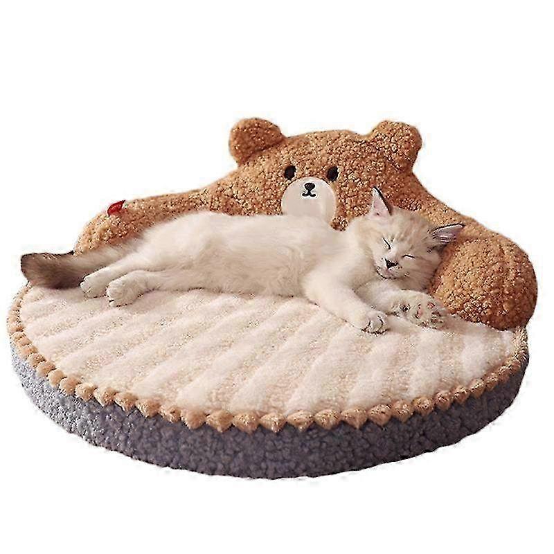 Warm Bear Shape Cat Bed & Pet Sleeping Mat - Soft Cozy Non-Slip Sofa for Small & Medium Dogs, Cats, and Kittens - Comfortable Nest