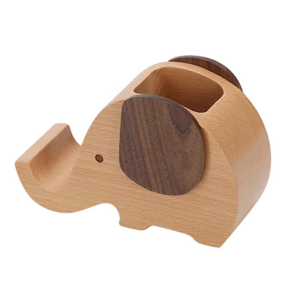 Elephant Shaped Desk Organizer with Phone Holder for Storage Use Chocolate Color 1pc