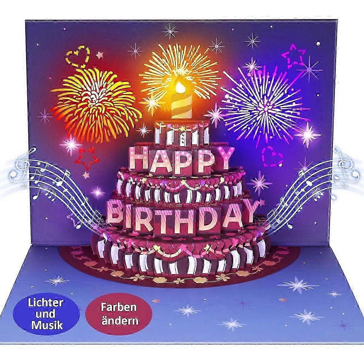 3D Birthday Card with Lights and Music +1 Envelope +1 Card