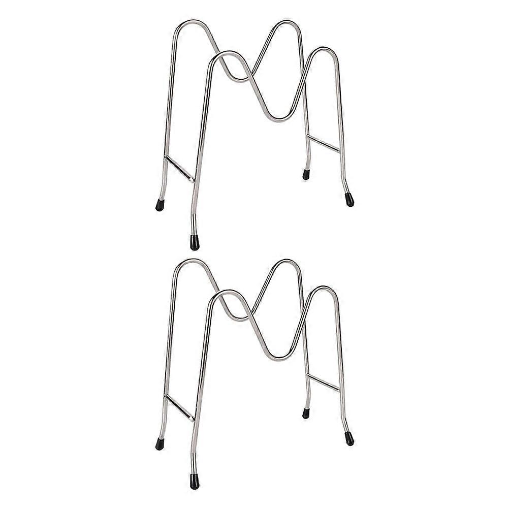 Pot Lid Organizer Rack Kitchen Pot Lid Stand For Home Users Silver Stainless Steel 17.8X17.6CM 2Set