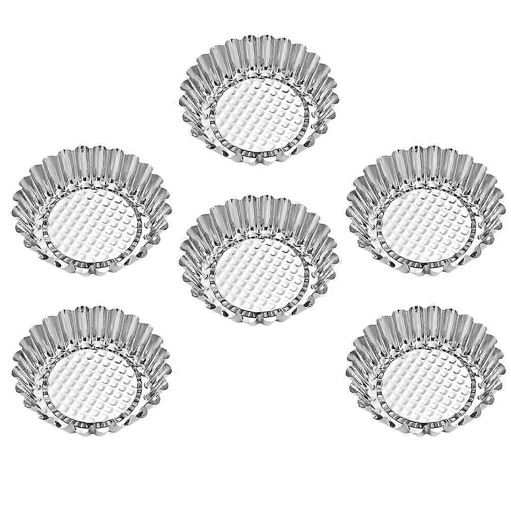 6pcs Stainless Steel Flower Shaped Egg Tart Molds, Assorted Colors, Reusable Baking Tools for Pies, Cupcakes, Quiches, Easy Demoulding for DIY