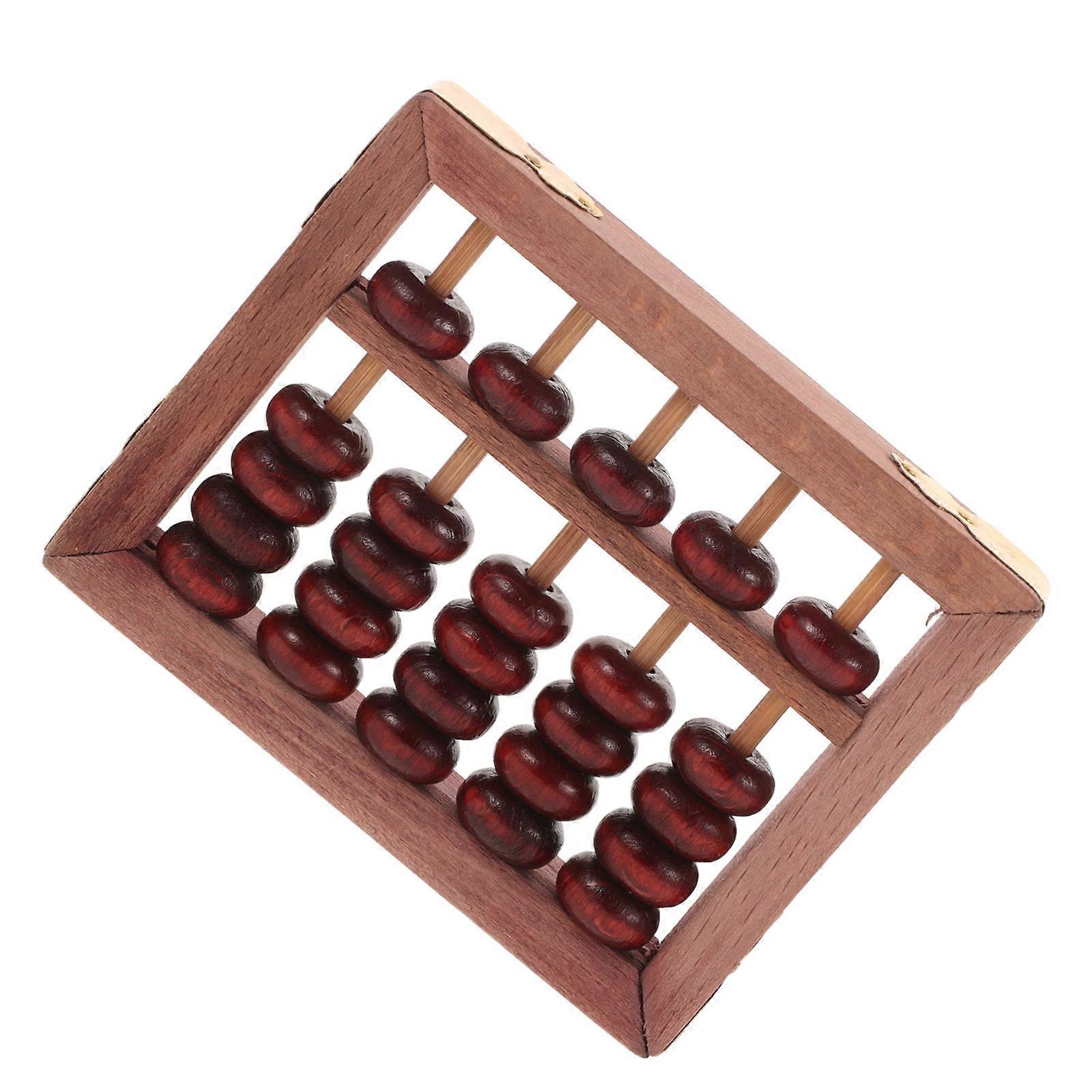 Retro Abacus for Kids with Beech Wood Beads Portable Math Learning Toy 5 Column Beads