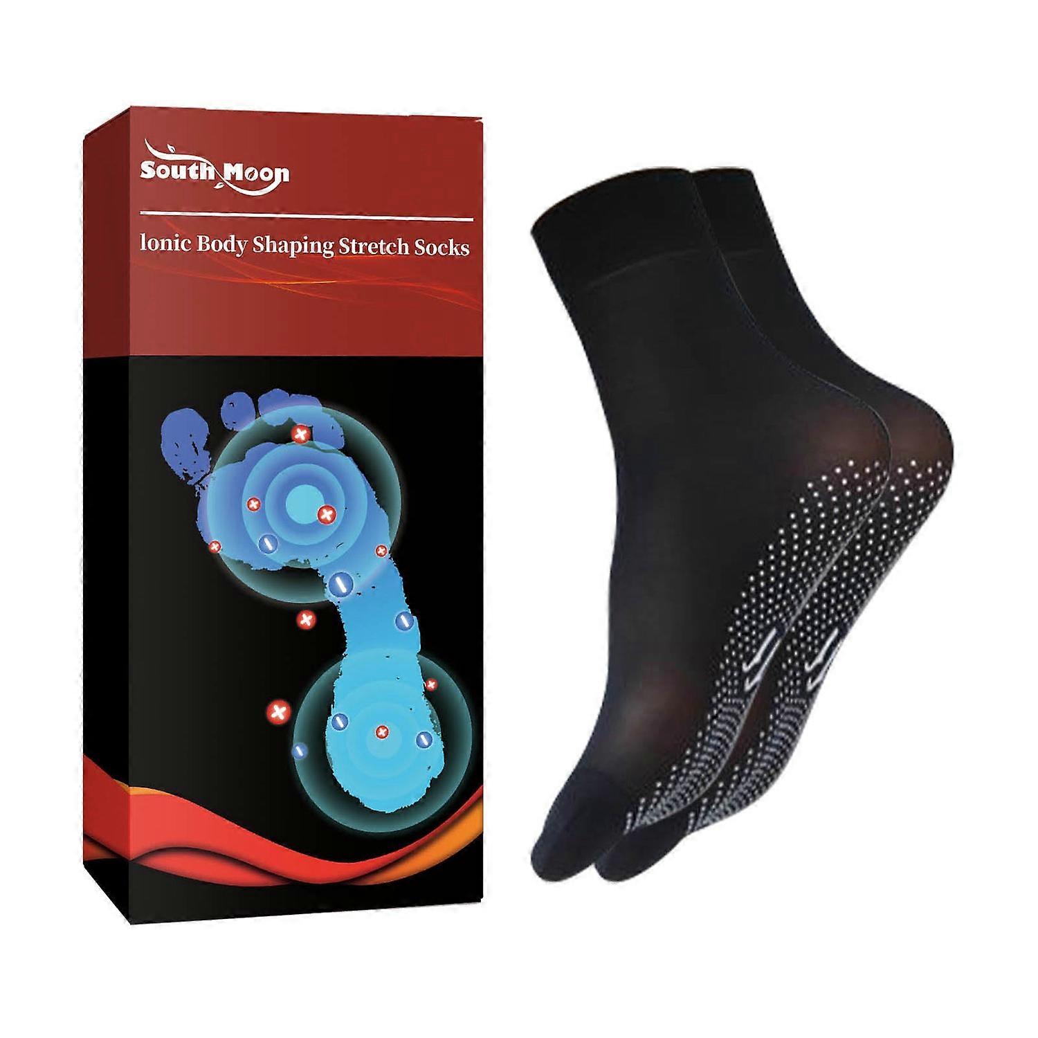 SOUTH MOON SOA08-A087-1-BK1 Meias elásticas de modelagem corporal iônica Meias de cuidados com os pés de alívio de fadiga