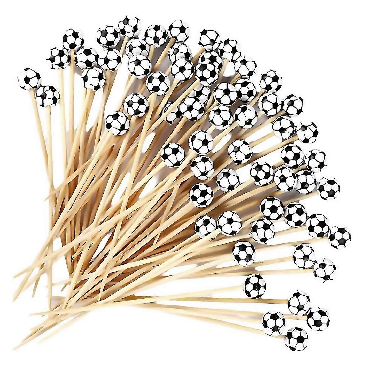 For Bamboo Cocktail Picks Decorative Fruit Toothpicks Soccer