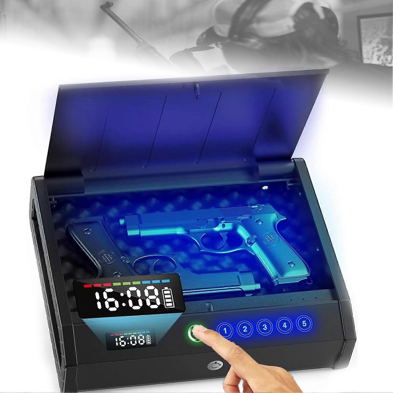 Gun Safe, Biometric Pistol Safe with Fingerprint Quick Access, Compact Storage Box