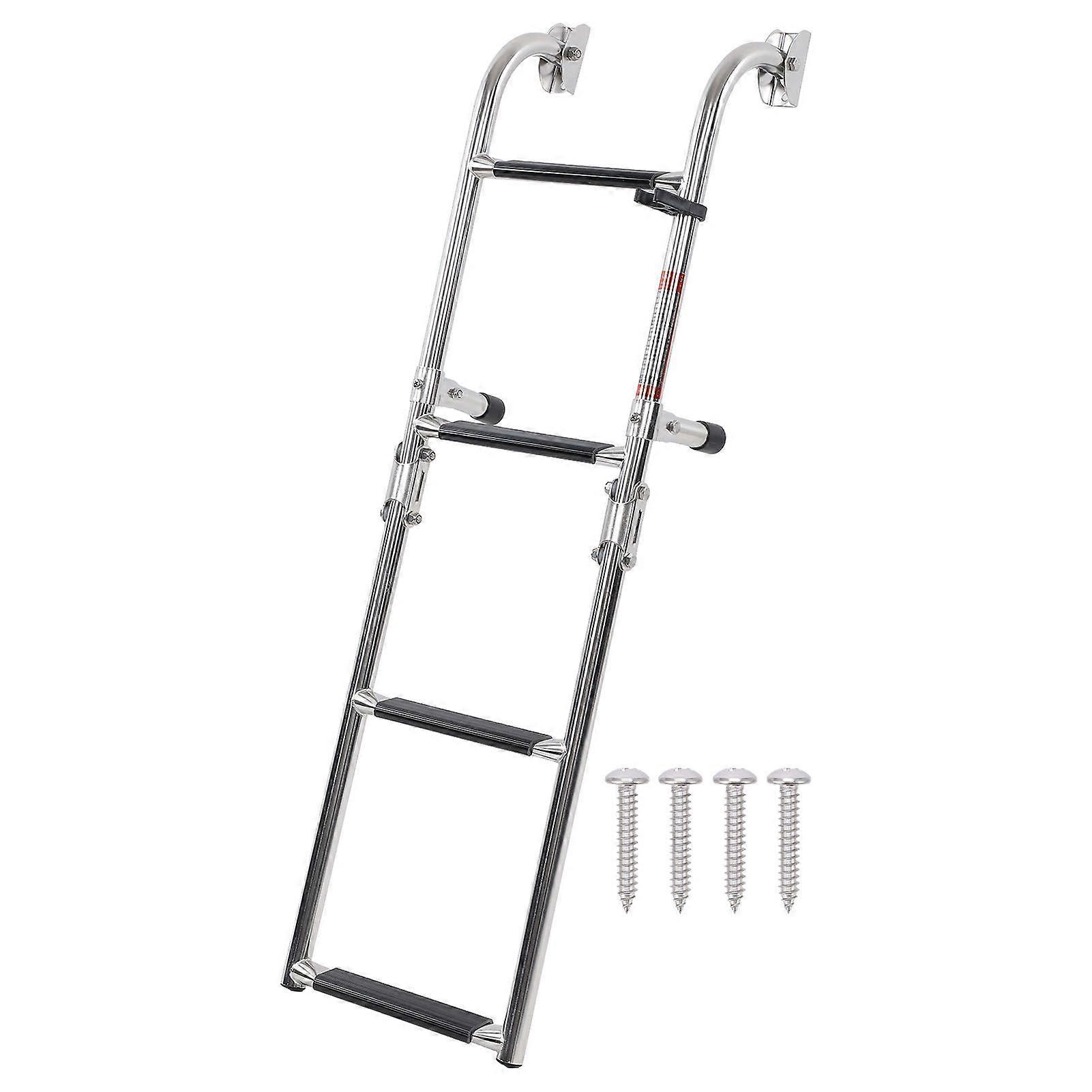 Foldable 4 steps ladder for pontoon yachts with removable stern mount