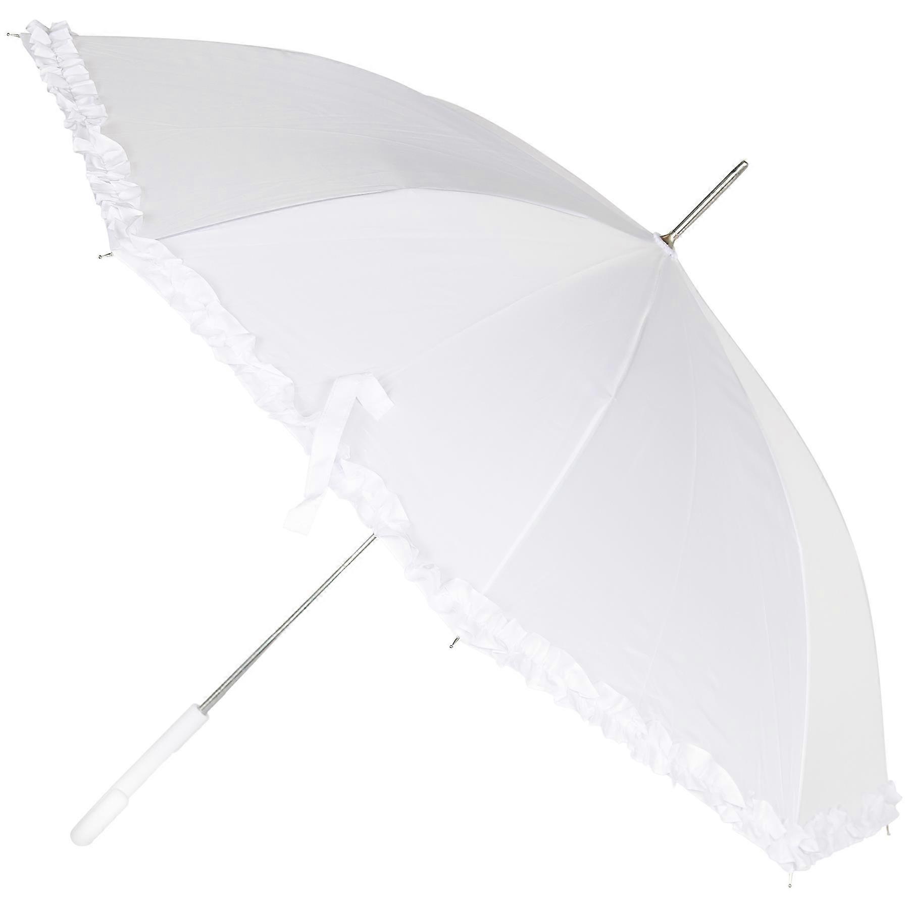 Ladies Wedding Umbrella Vintage Frill Bridal Parasol Auto Open Brolly Canopy