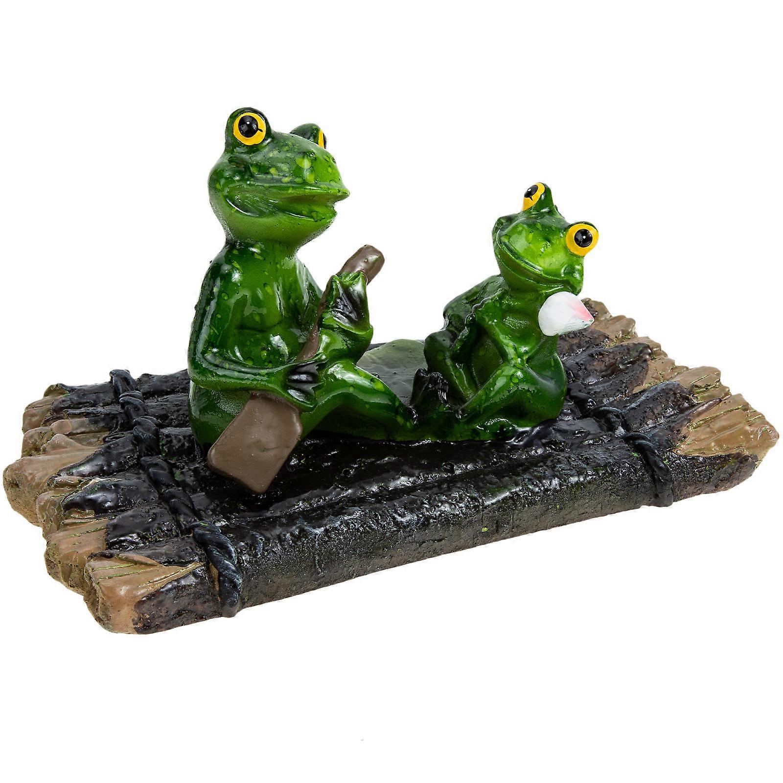 Frogs Garden Decor Statue Resin Frogs Adornment Poolside Yard Accessories Boat Shape Creative Design 18x11cm 1Pcs
