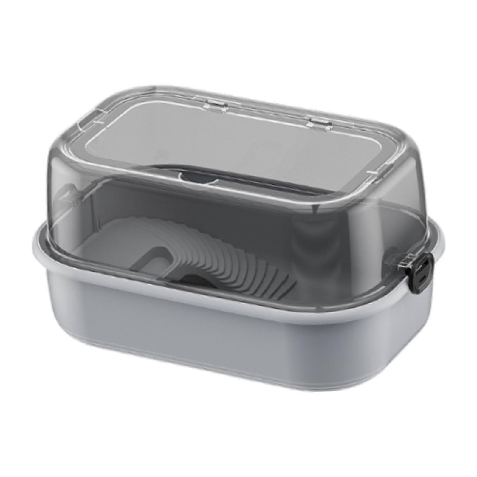 Turtle bathing basin, feeding box, multifunctional resting basin for turtles, reptile basin with platform for small reptiles, Gray