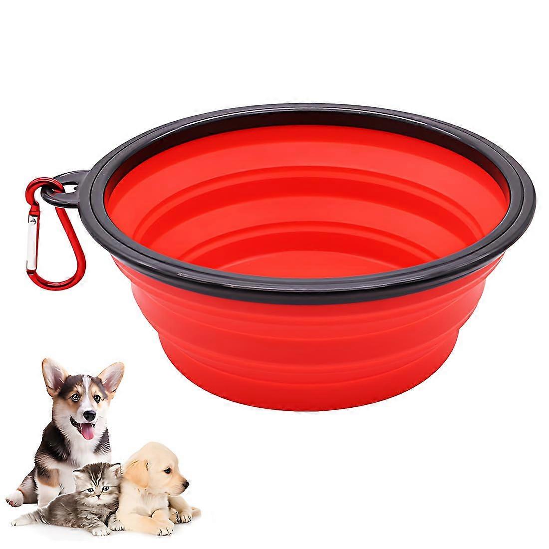 Foldable Pet Travel Bowls - Portable Silicone Water Dish with Hook for Dogs and Cats, Ideal for Hiking and Camping Trips