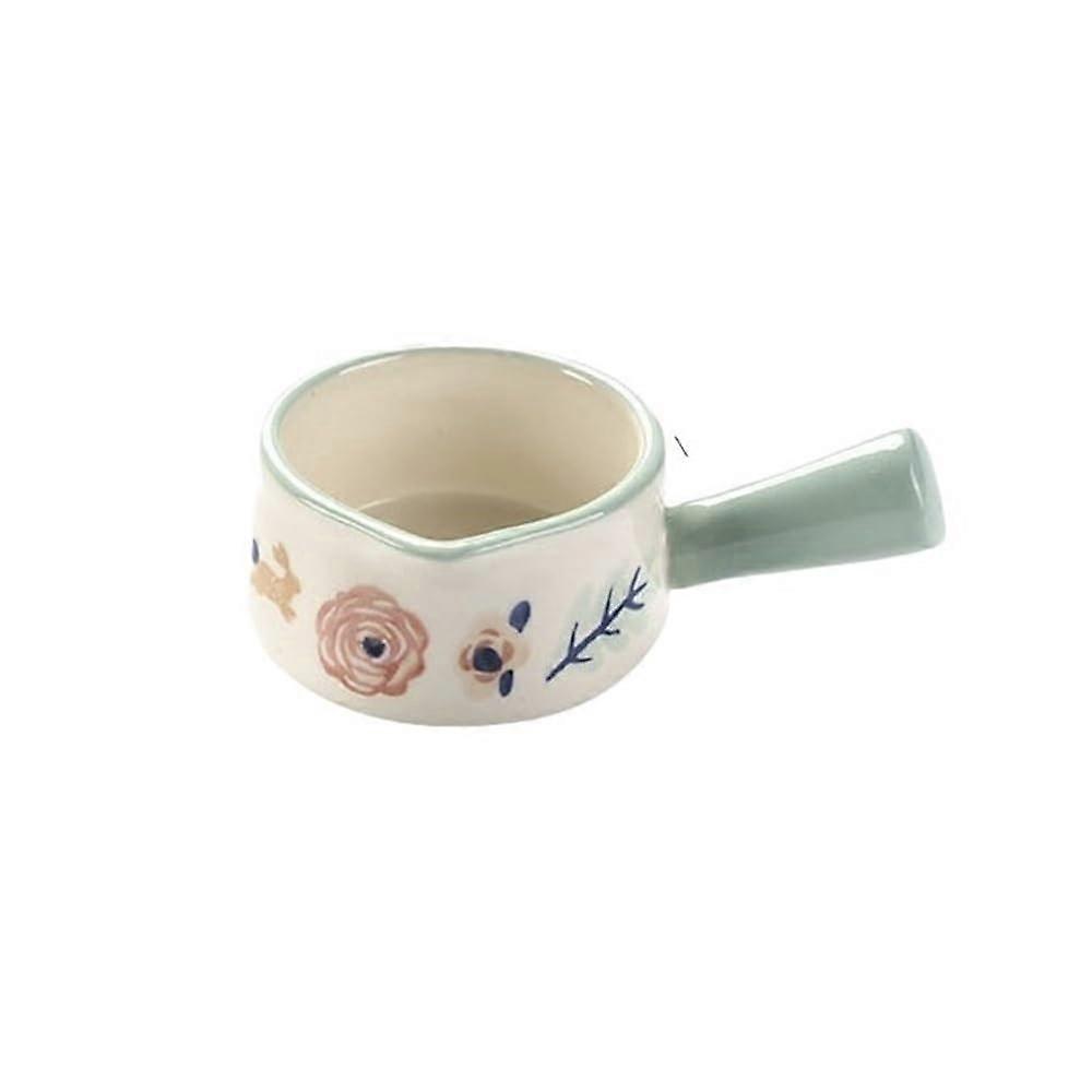Hand-Painted Ceramic Sauce Boat with Handle and Dip Saucer for Western Steak - Blue Milk Jug Pot