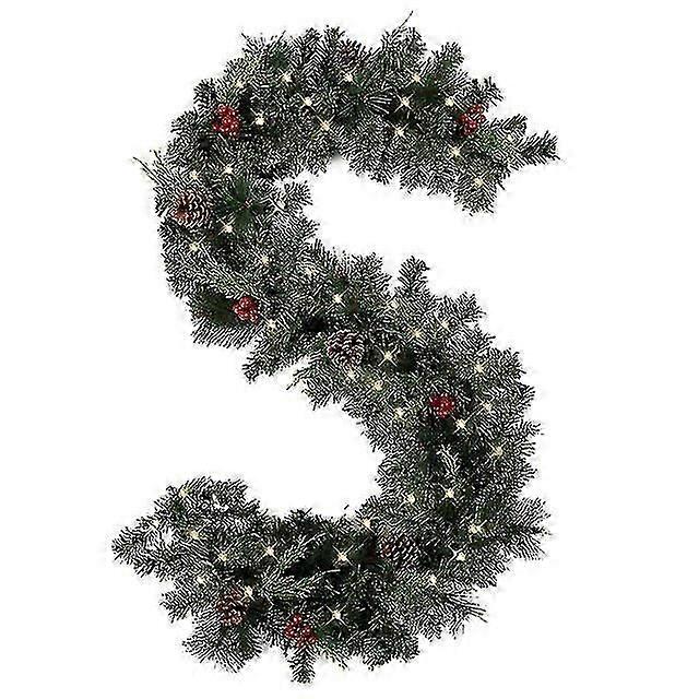 Ghirlande natalizie con pigne e bacche rosse, ghirlande di Natale artificiali per caminetti, scale, porte d'ingresso, decorazioni per il nuovo anno.