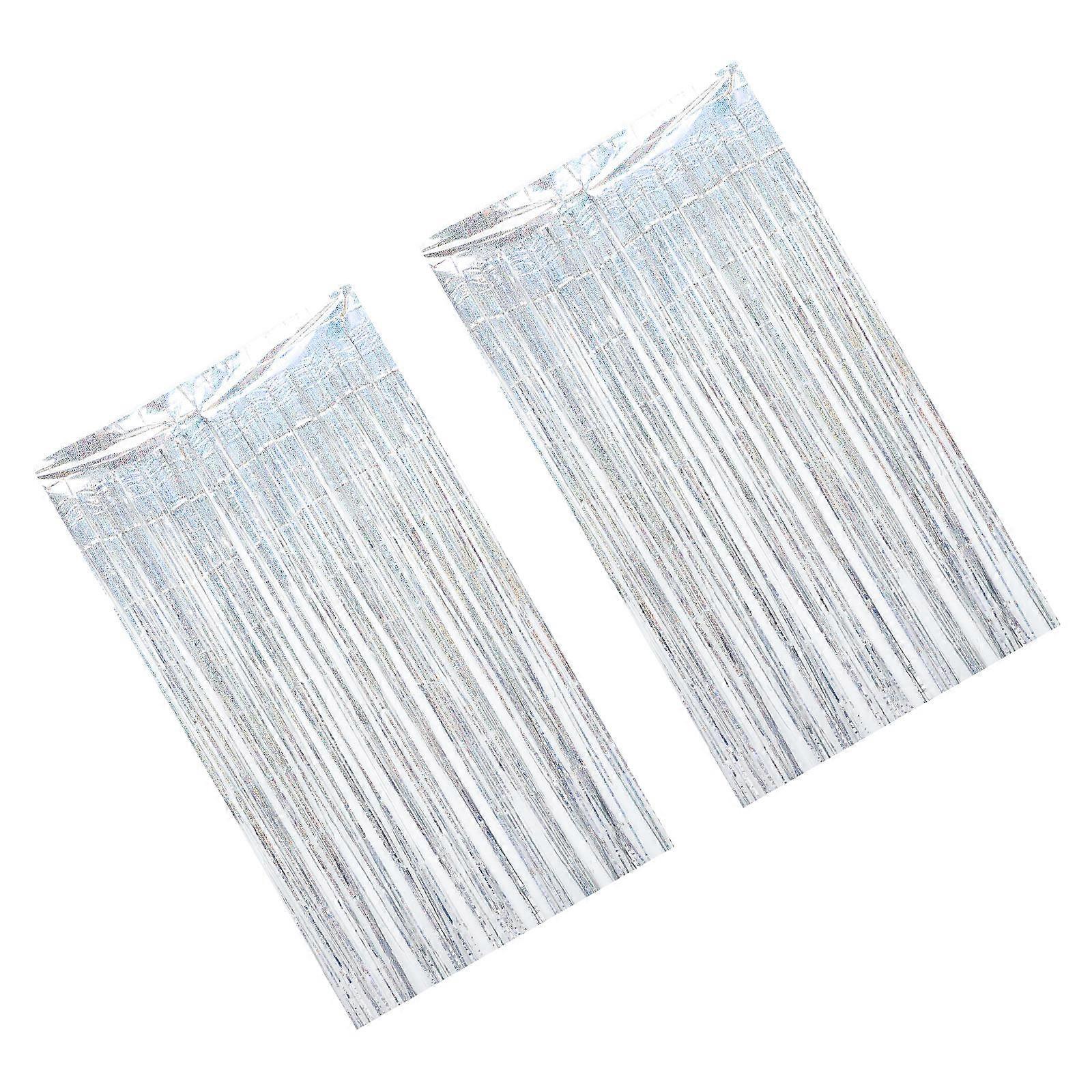 2pcs Tinsel Foil Curtain Backdrop Glittering Fringe Curtains for Party Decorations Lightweight Photo Booth Backdrops for Weddings & Celebrations
