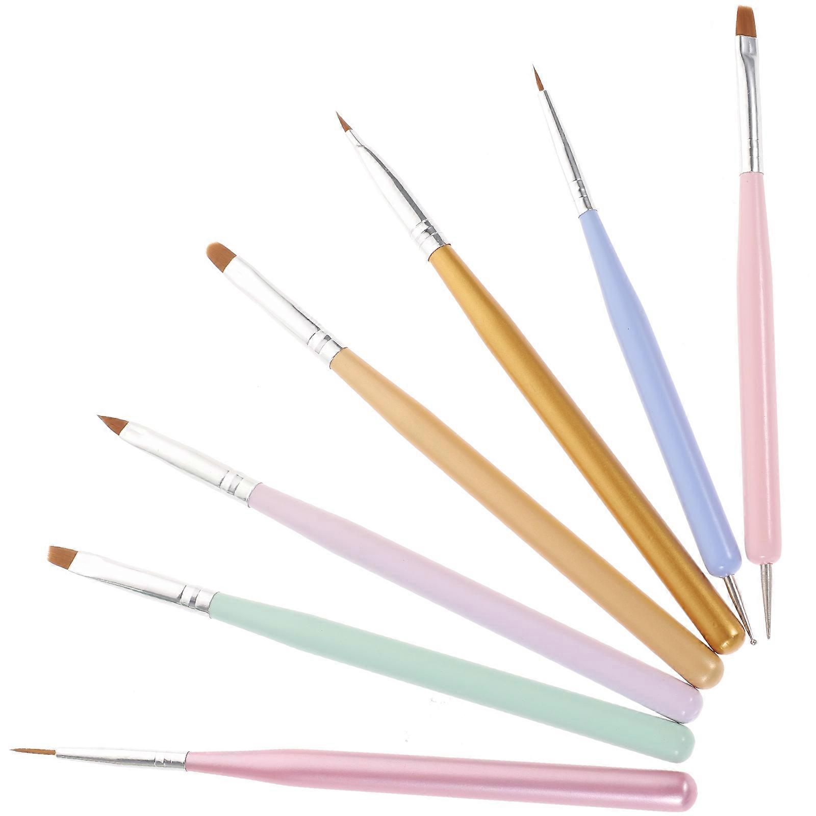 Nail Art Paintbrush with Nylon Bristles for Beautiful Manicure Patterns and Smooth Application 7Pcs Assorted Color