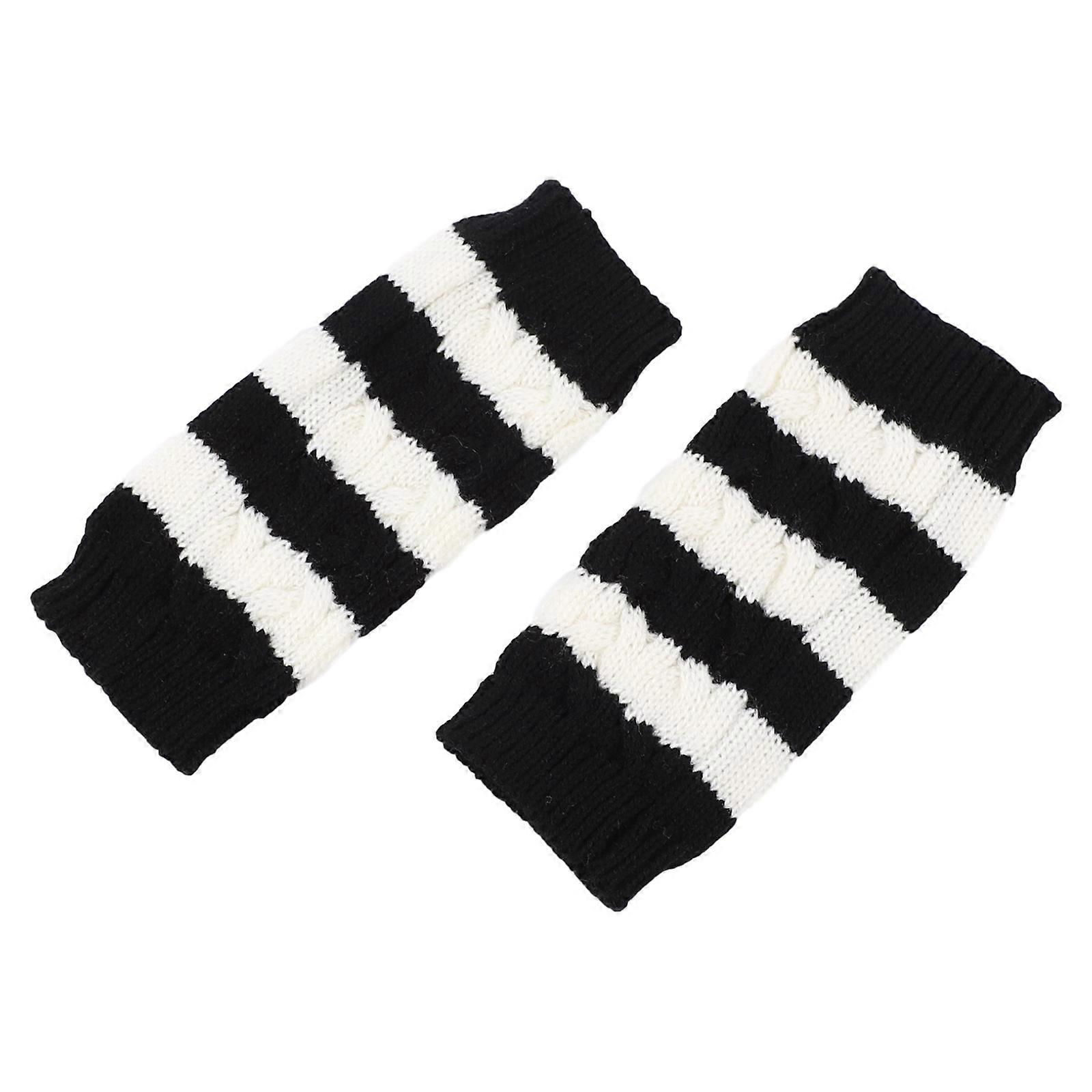 Winter Stripe Gloves Knitted Woolen Yarn for Keeping Warm 1Pair