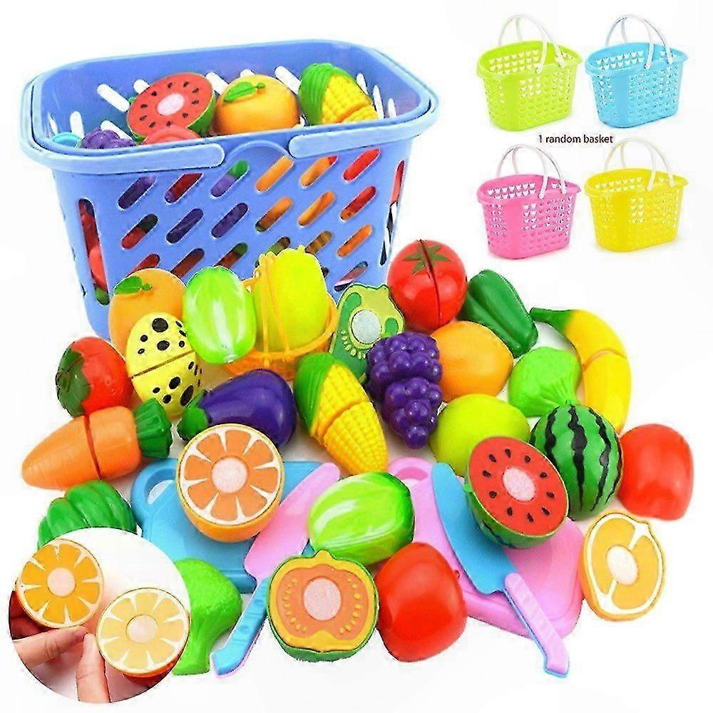 Kids Playset with Basket of Assorted Fruits and Vegetables for Imaginative Fun