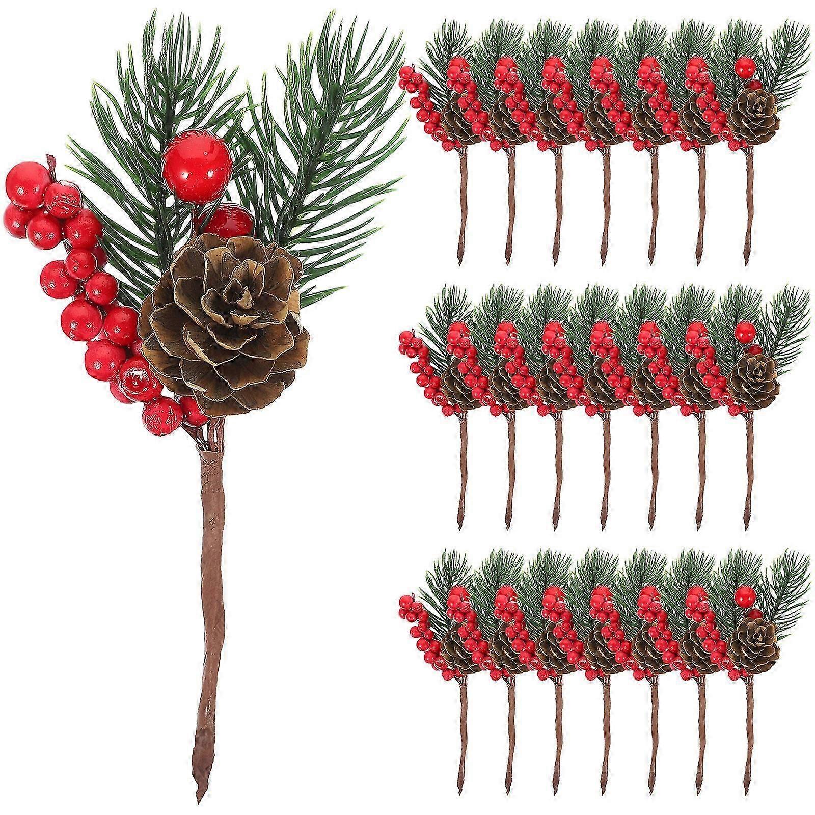 10 Pcs Pinos De Navidad Decoracion Xmas Pine Branches Winter Berries Bunch Christmas Pine Decor Holiday Crafts Making Branch