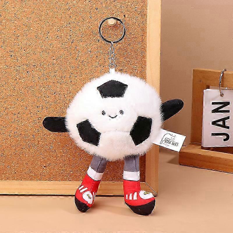 2025 Cartoon Football Plush Toy Keychain Billiards Volleyball Dumbbells Stuffed Doll Pendant Car Key Ring Backpack Bag Decor Kid Gift