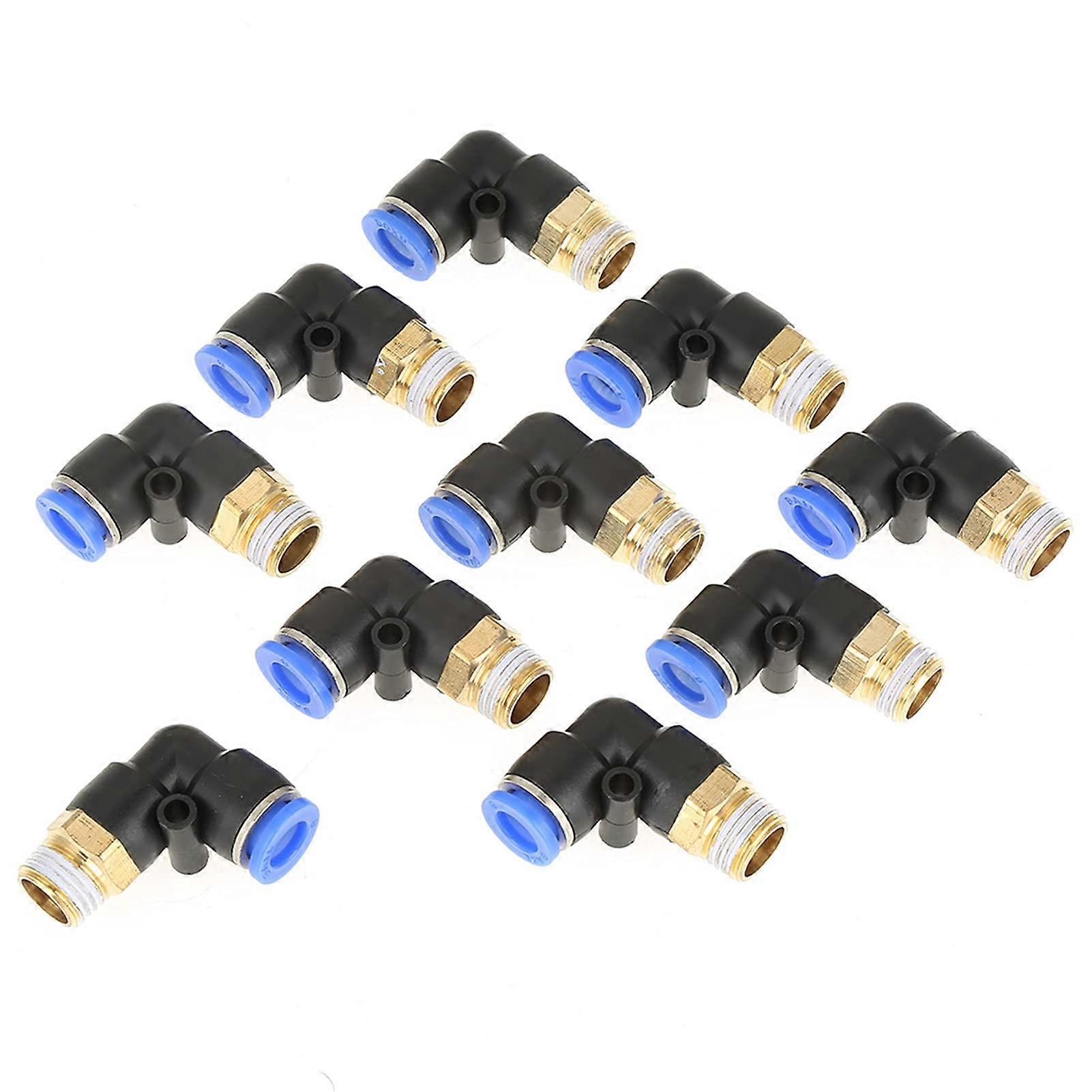 Pneumatic Angle Quick Air Connector 10-Pack, High-Pressure Sealing for Pipes and Tools, 360-Degree Rotatable, Easy Assembly