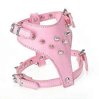 Spiked Studded Leather Puppy Dog Harness Vest For Small Breeds pink hwy
