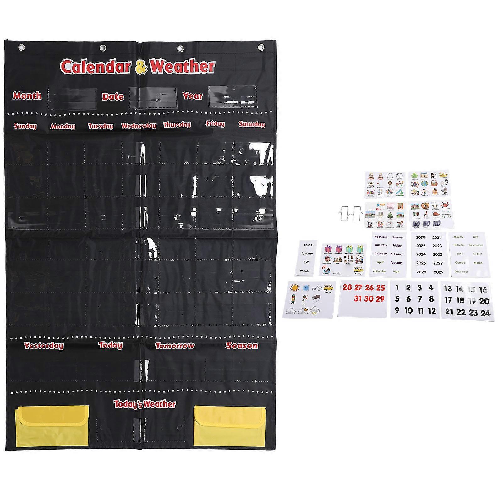 Classroom Weather Pocket Chart - Interactive Calendar with Movable Pieces