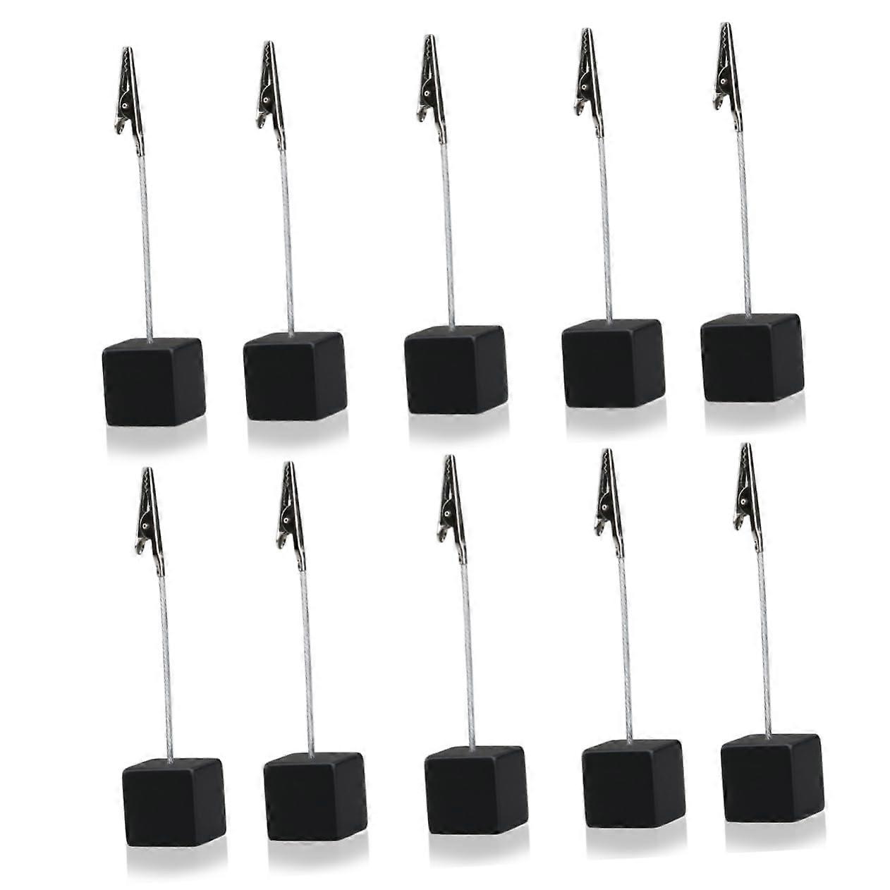 Black Cube Memo Holder Clips - 10 Pack for Office and Home, Space-Saving Note Holders for Tasks and Reminders