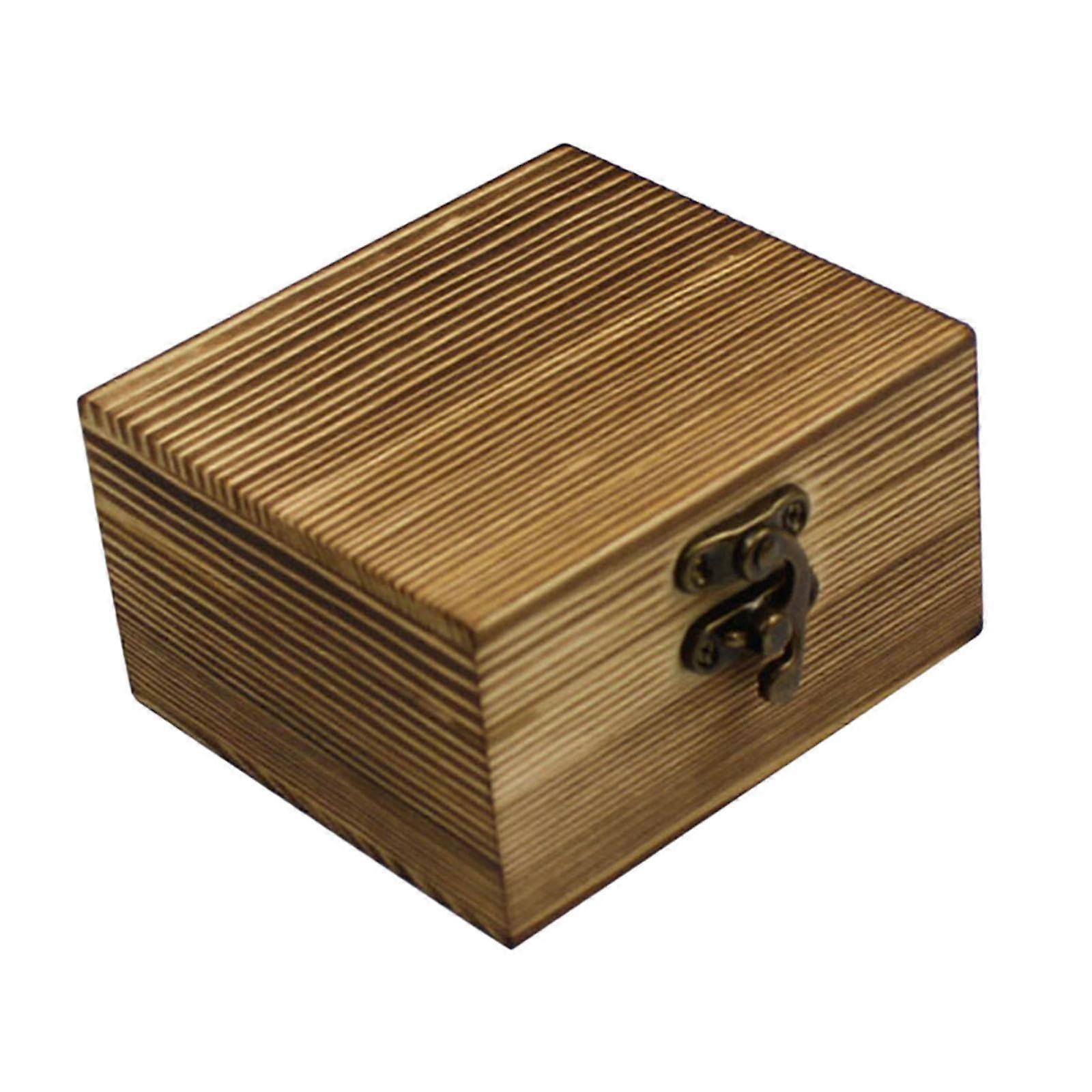 Wooden Jewelry Box with Hinged Lid, Dustproof, Rectangular Shape, Organizer for Cufflinks, Brown Finish