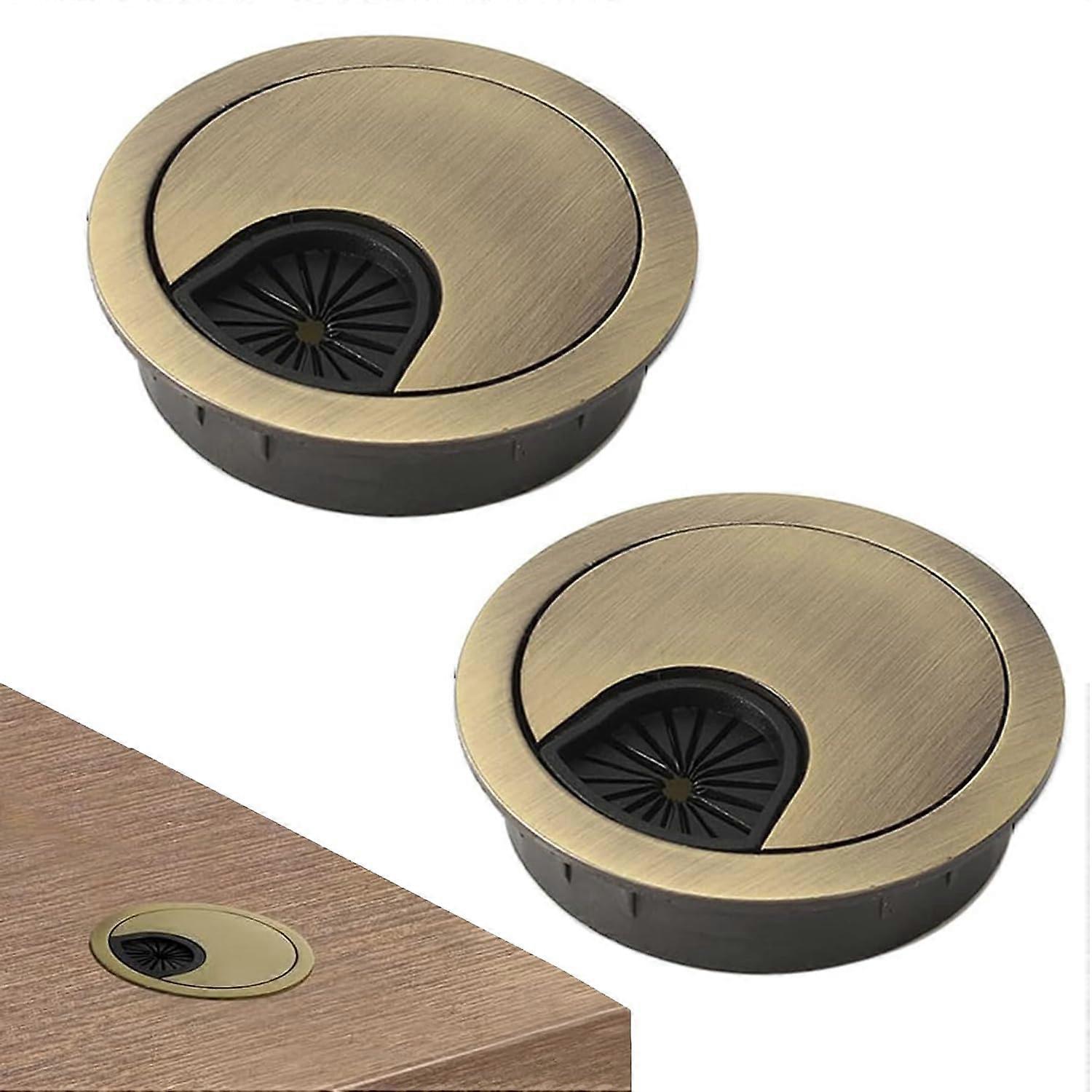 Passacavi Passacavi Scrivania per computer Foro per cavo in metallo Copertura per foro per cavo da scrivania Organizer per cavi in bronzo Confezione da 2