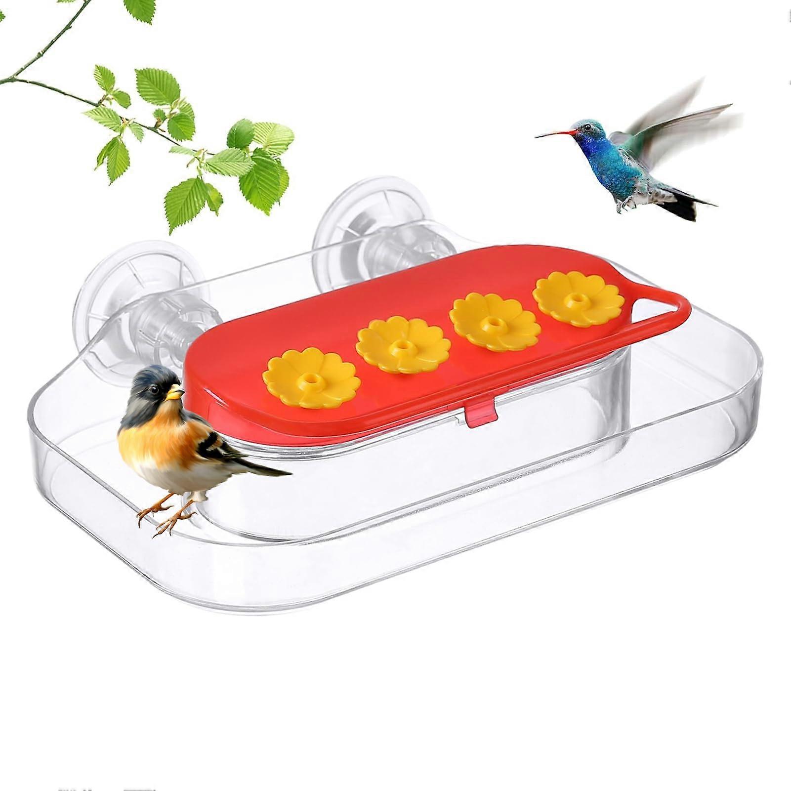 Hummingbird Feeder 4 Port Glass Design with Strong Suction, Easy to Clean and Refill, 7.87 x 4.8 x 1.97 Inches for Outdoor Use
