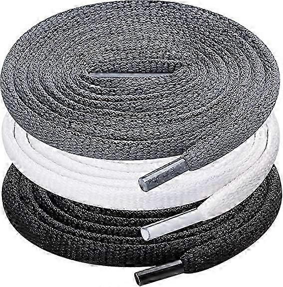 3 Pair Oval Shoe Laces, Half Round 1/4" Shoelaces for Athletic Running Sneakers Shoes Boot Strings