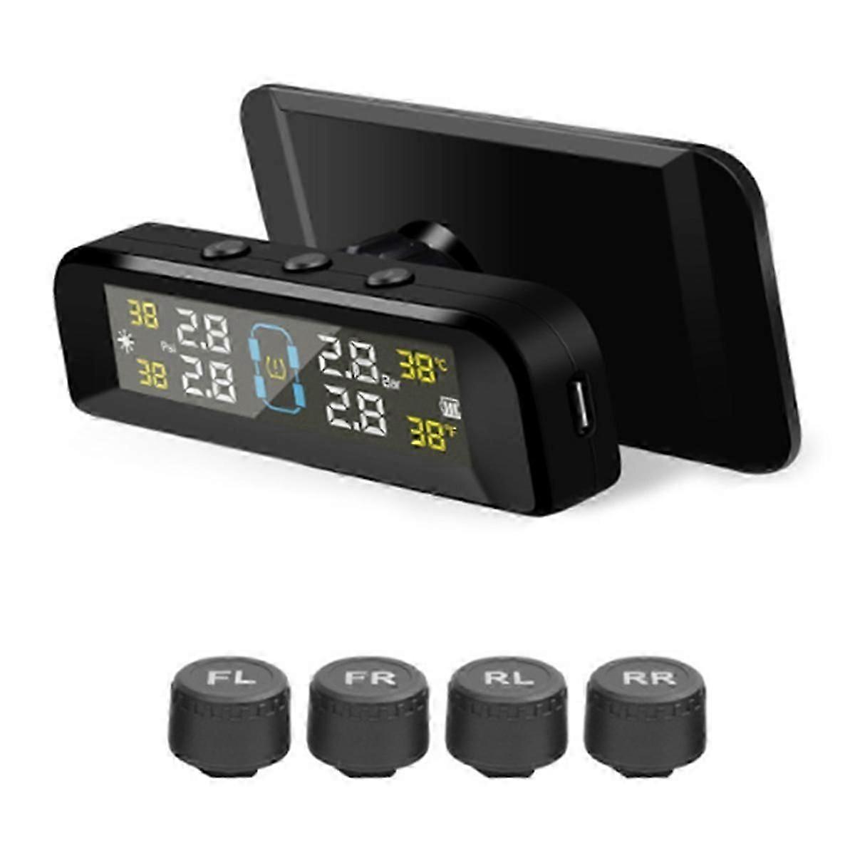 Car TPMS Monitor System Car Tire Pressure Alarm Wireless Solar Power TPMS Wtih External Tire Pressure Sensor