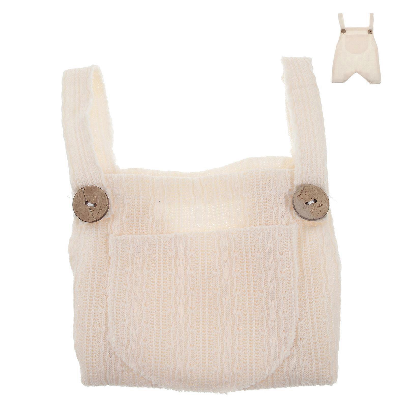 Baby Jumpsuit Sets Sleeveless Suspender Clothing Newborn Beige Polyester Fiber Photo Prop for 1Set